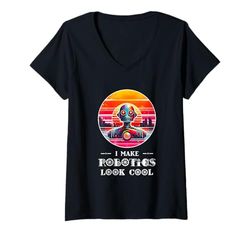Donna Faccio sembrare robot robot robot robot camicia robot robot Maglietta con Collo a V