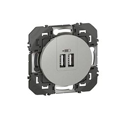 Legrand 095257 - Cargador doble USB Typea Dooxie, 2,4 A, aluminio