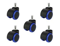 5 x Office Chair Castors 11 mm Pin O50 mm Castors Chair Castors Hard Floor Castors Rolling Set voor Office Chair Harde vloeren en ordners Wit/Zwart/Rood/Blauw 9085 merk Iso Trade