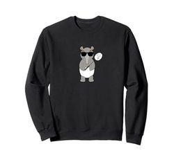 Funny Tapir Wearing Sunglasses Playing Badminton Sweatshirt