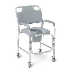 Padded Aluminum Shower Chair & Commode w/casters