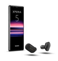 Sony Xperia 5 Bundel, 6.1" Fhd+ Hdr Oled 21:9 Display, 6Gb Ram, 128Gb Geheugen, Zwart + Wf-1000Xm3 True Wireless Noise Cancelling Hoofdtelefoon, Zwart