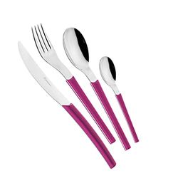 Eme Posaterie Loto Fucsia 239 Ménagère de table en acier inoxydable 18/10 pour 6 personnes 24 pièces