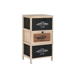CAJONERA FIBRA TRENZADA MADERA 40X30X73,5 NATURAL