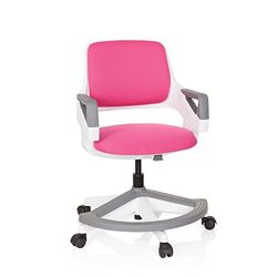 hjh OFFICE 640480 Chaise de Bureau pour Enfants et Adolescents Kid Flex Tissu Rose Chaise de Bureau évolutive, Repose-Pieds & Dossier réglables