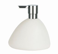 Spirella Dispenser Sapone Liquido “Etna” Dispenser Lozione in Ceramica con Dosatore in ABS Cromato capacità 400 ML Bianco