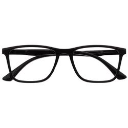 OPULIZE NYX Blue Light Blocking Reading Glasses - Anti-Glare Computer and Gaming Eyewear - UV and Eyestrain Protection - Rectangular Frame - Black - Men Women - + 1.00