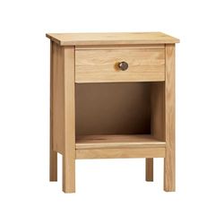 Mesita de 1 cajón de madera maciza color Roble-Miel. (Alto 60 cm/Ancho 48 cm/Fondo 35 cm)