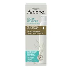 Aveeno calm restor återfuktande havre nattkräm (50 ml), intensiv och fuktgivande nattvård med sheasmör, prebiotisk havre och lugnande modergräs för känslig hud