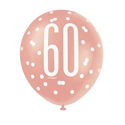Latex ballonnen voor de 60e verjaardag - 30 cm - glitter roségoud verjaardag - verpakking van 6 stuks