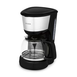 Becken Cafetière à goutte, 12 tasses de capacité, filtre permanent, carafe en verre, noir