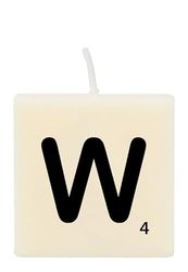 PD-Party 7040033 Scrabble Letter Kaars | Feest | Decoraties | Ambiente - W, Crème/Zwart, 4cm Lengte x 4cm Breedte x 2cm Hoogte