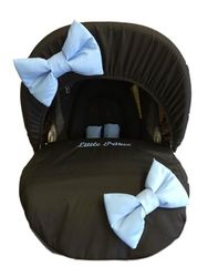 met zwart personaliseerbaar blauw strik baby autostoelhoes cover