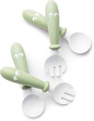 BabyBjörn Colher e garfo para bebé, 4 peças, verde pastel
