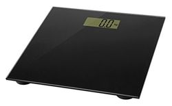 Omega OBSB Elektronische personenweegschaal, rechthoekig, zwart, badkamerweegschaal, elektronische personenweegschaal, 150 kg, 100 g, lb, ST, rechthoekig, zwart