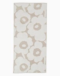 Marimekko Unikko Terry Cotton Hand Towel (Beige) – Floral Patterned Hand Towels – 28 in x 20 in
