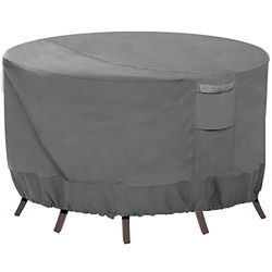 Vailge Housse ronde pour meubles de terrasse, 100 % imperméable, anti-décoloration, pour meubles d'extérieur, résistante aux UV, 243,8 cm de diamètre x 28 cm, gris