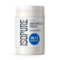 Isopure Unflavoured Whey Protein Isolate Powder, High in Protein with 25 g per Serve, Low in Sugar, No Artificial Flavours or Sweeteners, Made with Only 2 Ingredients, 435 g