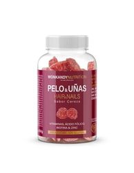Pelo & Uñas. 60 Gominolas de Vitaminas, Ácido Fólico, Biotina y Zinc - Sin Gluten Ni Azúcar. Fuerza, crecimiento y nutrición para cabello y uñas. Wonkandy Nutrition.