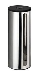 WENKO Portarotolo di riserva da parete Detroit acciaio inossidabile - Portarotolo di riserva WC da parete, per 3 rotoli, fissaggio senza trapano, Acciaio inossidabile, 13.5 x 36 x 14 cm, Lucido