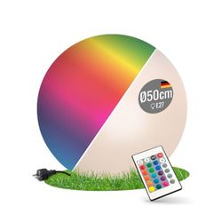 8 seasons design Shining Globe bollamp Ø 50 cm, wit, E27-fitting incl. RGB LED-lamp voor warm wit en kleurrijk licht, bollamp voor binnen en buiten