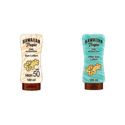 Hawaiian Tropic Silk Hydration Lozione Spf 50, 180ml & Crema Doposole Idratante con Aloe, 180ml