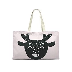Bonamaison Printed Tote Bag, Reusable Grocery Bag, Shopping Bag, Machine Washable, Foldable, Canvas Cloth Bag with Handles, 50x40 Cm