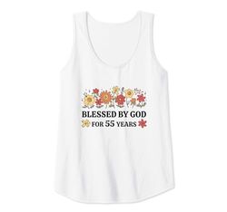 Mujer 55 Cumpleaños Fe Cristiano Bendecido Por Dios Por 55 Años Camiseta sin Mangas