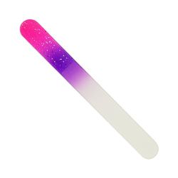 Lime en verre double face magenta/violet avec paillettes rondes des deux côtés Longueur 9 cm