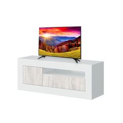 Avilia TV-kast met 2 deuren en opbergvakken – met geïntegreerd kabeldoorvoergat, MDF, 42 x 139 x 53 cm, wit