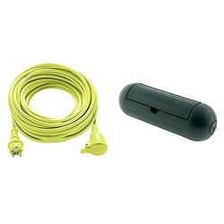 Masterplug Rallonge électrique 25m, Câble IP44 pour Jardín, Prolongateur Chantier 16A at 3000w, Câble Vert 3G1,5 mm² & Boîtier de Protection pour prolongateur Jardin IP54 - Vert - Zenitech