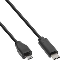 InLine 35741 USB 2.0-kabel, USB typ-C kontakt till Micro-B-kontakt, svart, 1 m