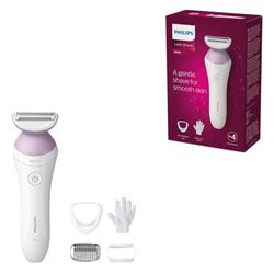 Rasoio da donna Philips Serie 6000 - Rasoio cordless con 4 accessori inclusi Guanto esfoliante, pettine regola altezza (Modello BRL136/00)