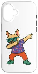 Retro Dabbing French Bulldog 80s Style For Kids Men Women Custodia per iPhone 16