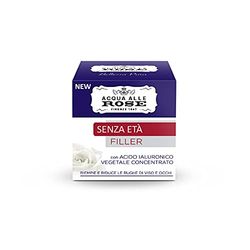 Acqua alle Rose, Crema Viso con Acido Ialuronico Vegetale Filler, Crema Senza Età Antirughe con Acido Ialuronico Vegetale - Riempie e Riduce le Rughe di Viso e Occhi - 50 ml