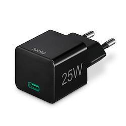 Hama Chargeur Rapide 25W (Chargeur USB-C Rapide, Chargeur Qualcomm® Quick Charge™ 2.0/3.0, Chargeur Mini Compact, Chargeur PD) Noir
