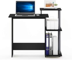 Furinno Laptop Notebook Computer Bureau met Vierkante planken, Spaanplaat, Effen Zwart/Grijs, Kant