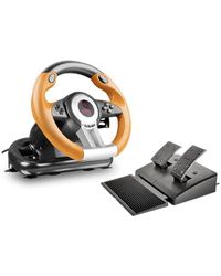 Speedlink DRIFT O.Z. Volant de course - volant de voiture jeux USB pour PC/ordinateur, volant pc avec levier de vitesse, avec retour de force, noir-orange