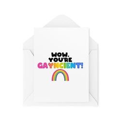 Tongue in Peach Cartes d'anniversaire amusantes LGBTQ+ – Wow You're Gaycient – Cartes amusantes pour les homosexuels – Cartes d'anniversaire LGBT pour vous faire rire – CBH1776
