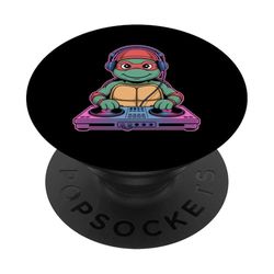 Dj Tortuga Divertida Con Audífonos PopSockets PopGrip Adhesivo