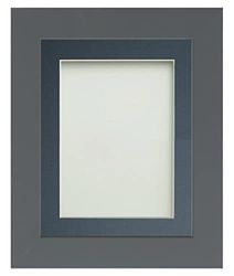 Frame Company Watson Grey Picture Photo Frame fitted with Perspex, 10x10 inch with Blue Mount for image size 5x5 inch