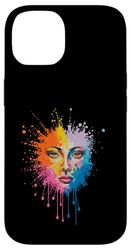 Éclaboussures colorées Abstrait Visage Vibrance Coque pour iPhone 14