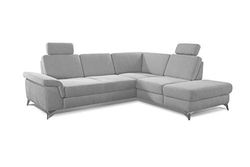 CAVADORE Pavia - Angolare in ciniglia, con poggiatesta, STV, AV, letto, colore: grigio chiaro