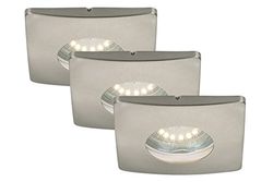 LED-inbouwlampen, set van 3, inbouwspots, inbouwspots, LED GU10, 4 Watt, 330 lumen, draaibaar, IP44, geschikt voor badkamer/badkamer, mat nikkel