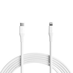 Amazon Basics Cable de carga USB-C a Lightning ABS, con certificación MFi, para Apple iPhone 14, 13, 12, 11 X Xs Pro, Pro Max, Plus, iPad, 3 m, Blanco