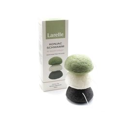 Larelle Konjac - Set di 3 spugne con carbone di bambù, tè verde, curcuma, spugna per il corpo e il viso, per la pelle impura e grassa, per la pelle mista, da agricoltura biologica, sostenibile
