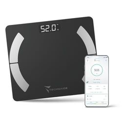 Bilancia Pesa Persona Digitale Bilancia Impedenziometrica Intelligente Wireless per IOS e Android con Indici di Misurazione Massa Grassa, Massa Magra e Metabolismo Basale Colore Nero