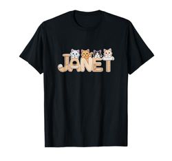 Janet Cat Trees - Personalized Cute Name Word Art T-Shirt
