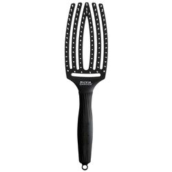 Olivia Garden Fingerbrush Care Iconic - Taille Medium - Noir - Brosse à Cheveux en Poils de Nylon pour un Démêlage Doux & des Cheveux Sains