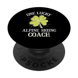 Graphique St Patrick pour entraîneur de ski alpin One Lucky PopSockets PopGrip Interchangeable